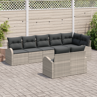Set Divano da Giardino 8 Pezzi con Cuscini Grigio Chiaro Rattan Sintetico