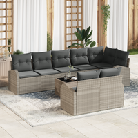 Set divano giardino 9 pezzi cuscini grigio polyrattan