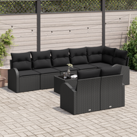 Set di divani da giardino a 9 pezzi con cuscini Beige Rattan