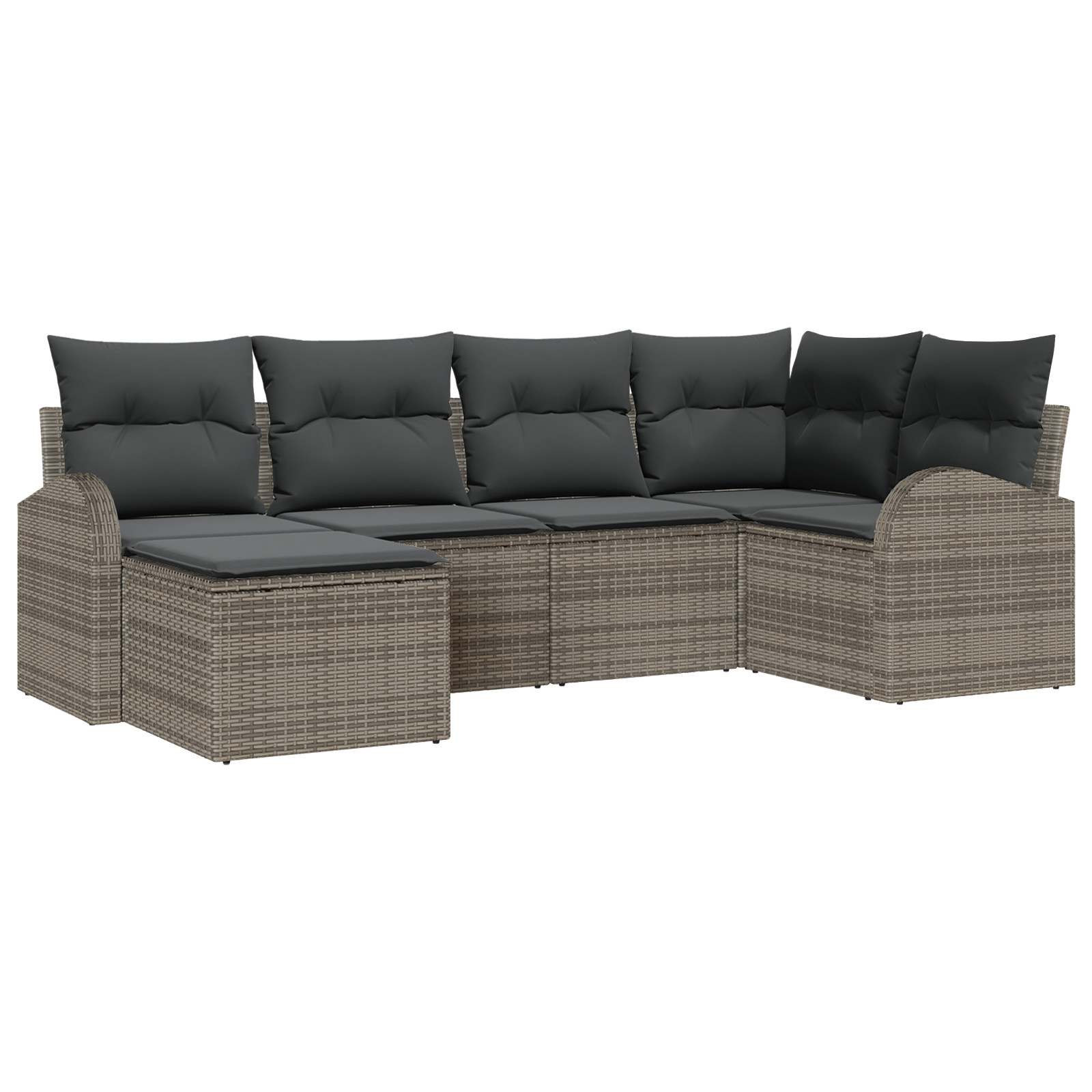 Set Divano Giardino 6 Pezzi con Cuscini Grigio Polyrattan