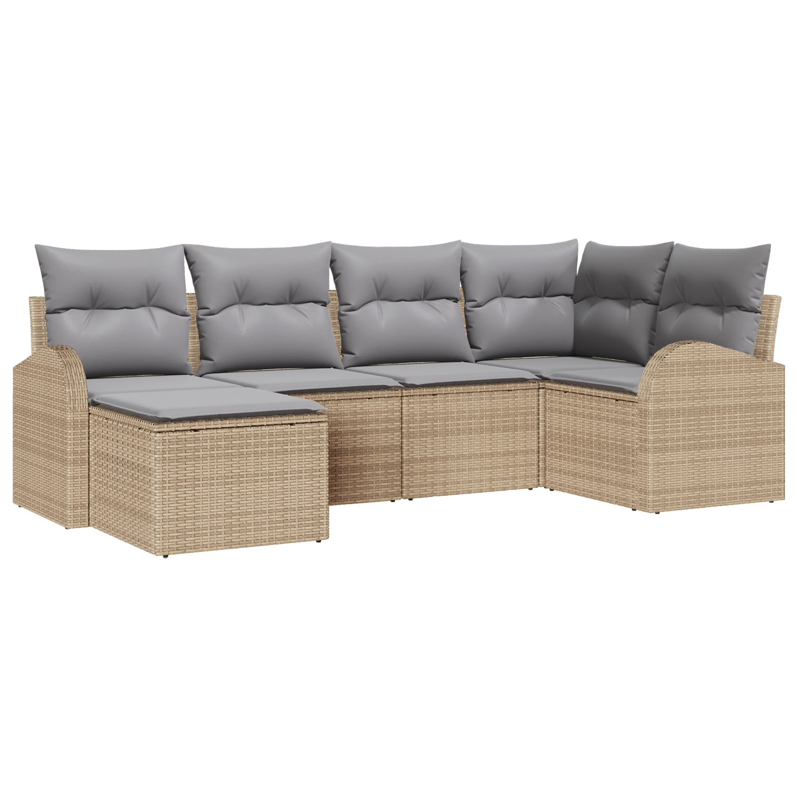 Set di 6 Pezzi di Divano da Giardino con Cuscini in Polyrattan Beige
