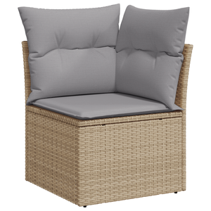 Set di 6 Pezzi di Divano da Giardino con Cuscini in Polyrattan Beige