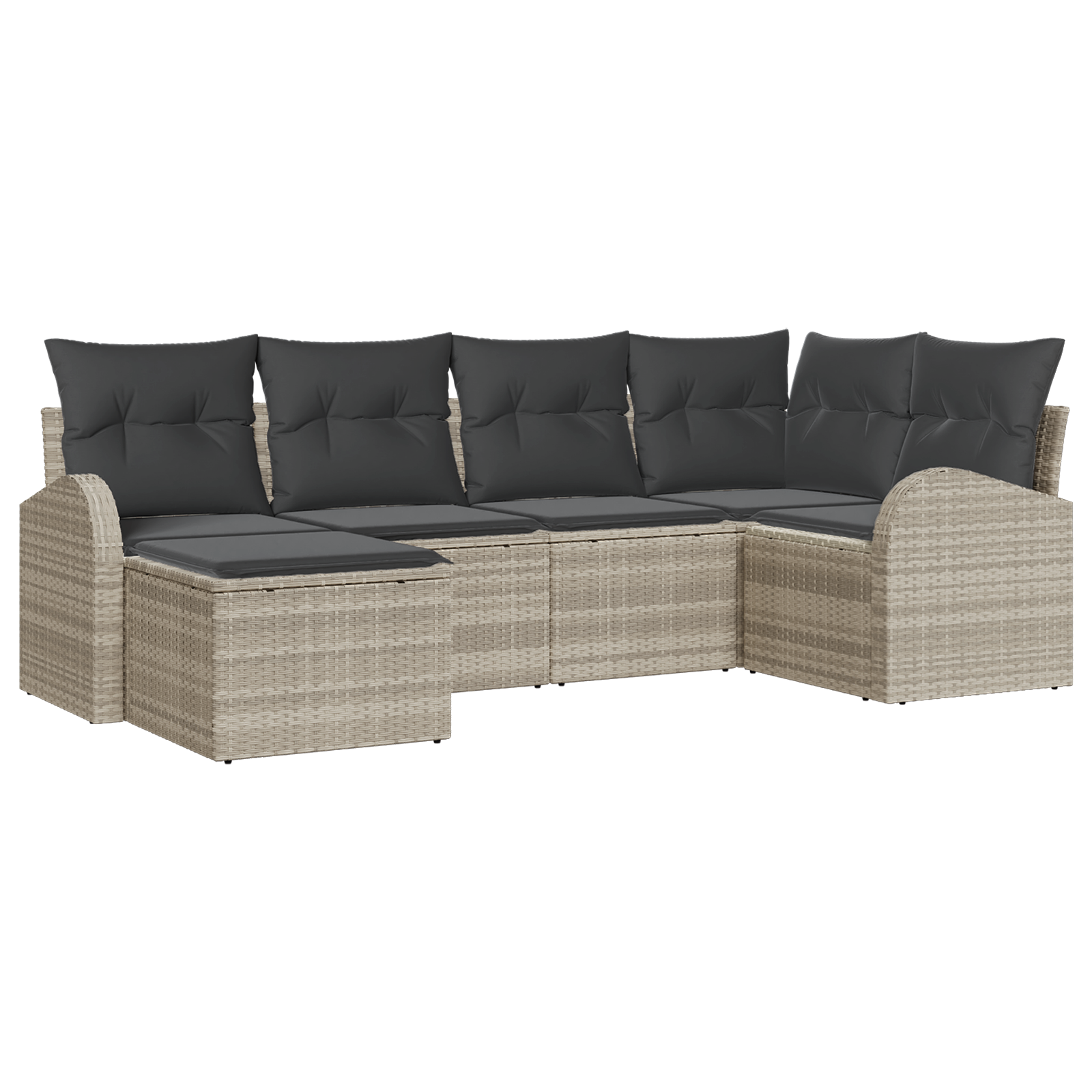 Set di Divani da Giardino con Cuscini Grigio Chiaro Polyrattan
