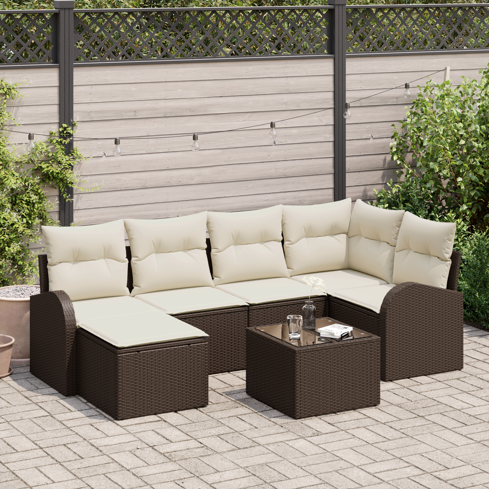 Set di Divani da Giardino 6 Pezzi con Cuscini Grigio Polyrattan