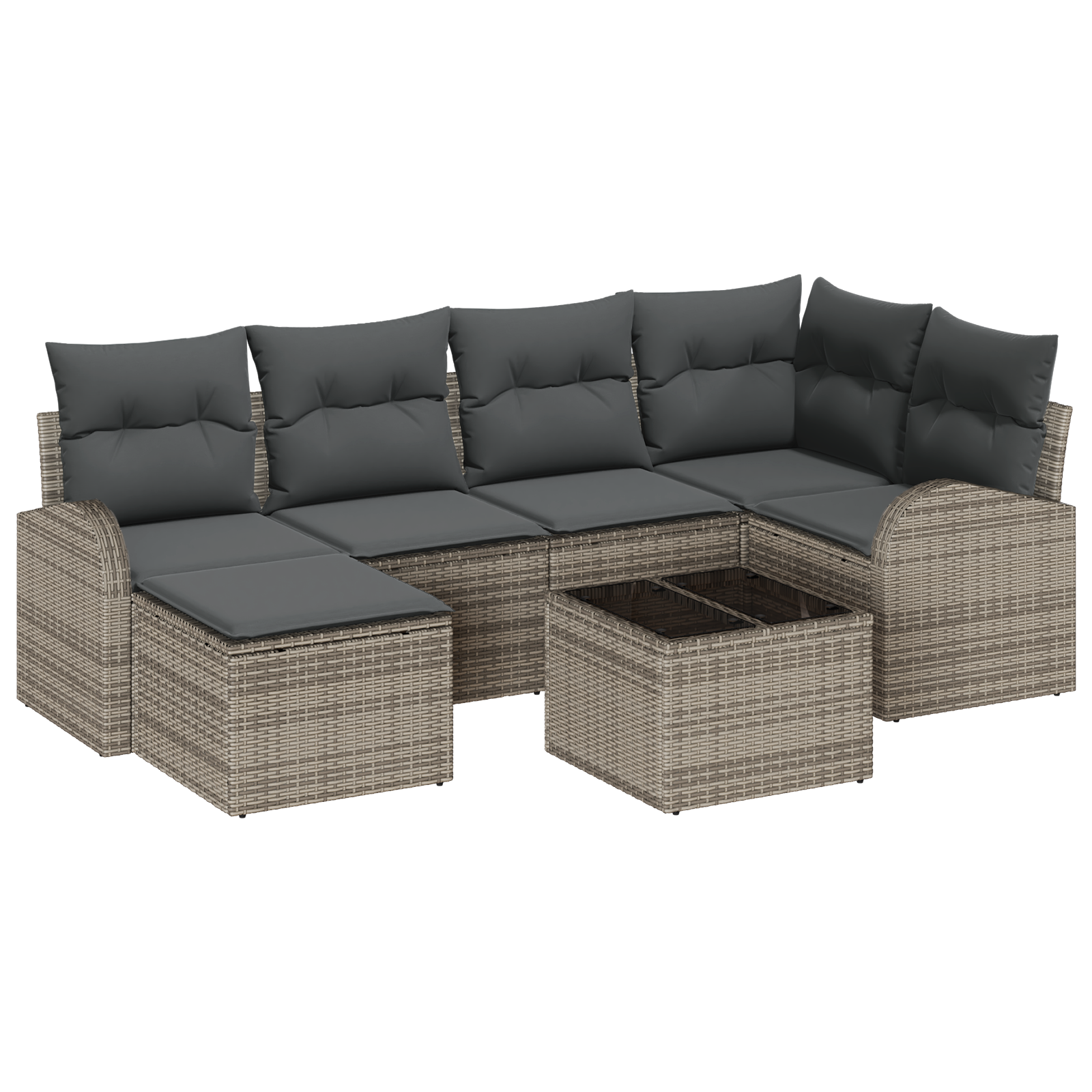 Set Divani Giardino 6 Pezzi con Cuscini Nero Polyrattan