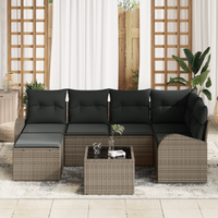 Set Divani Giardino 6 Pezzi con Cuscini Nero Polyrattan