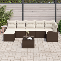 Set di Divano da Giardino 7 Pezzi con Cuscini Grigi in Polyrattan