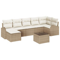 Set di divani da giardino da 8 pezzi con cuscini in polyrattan marrone