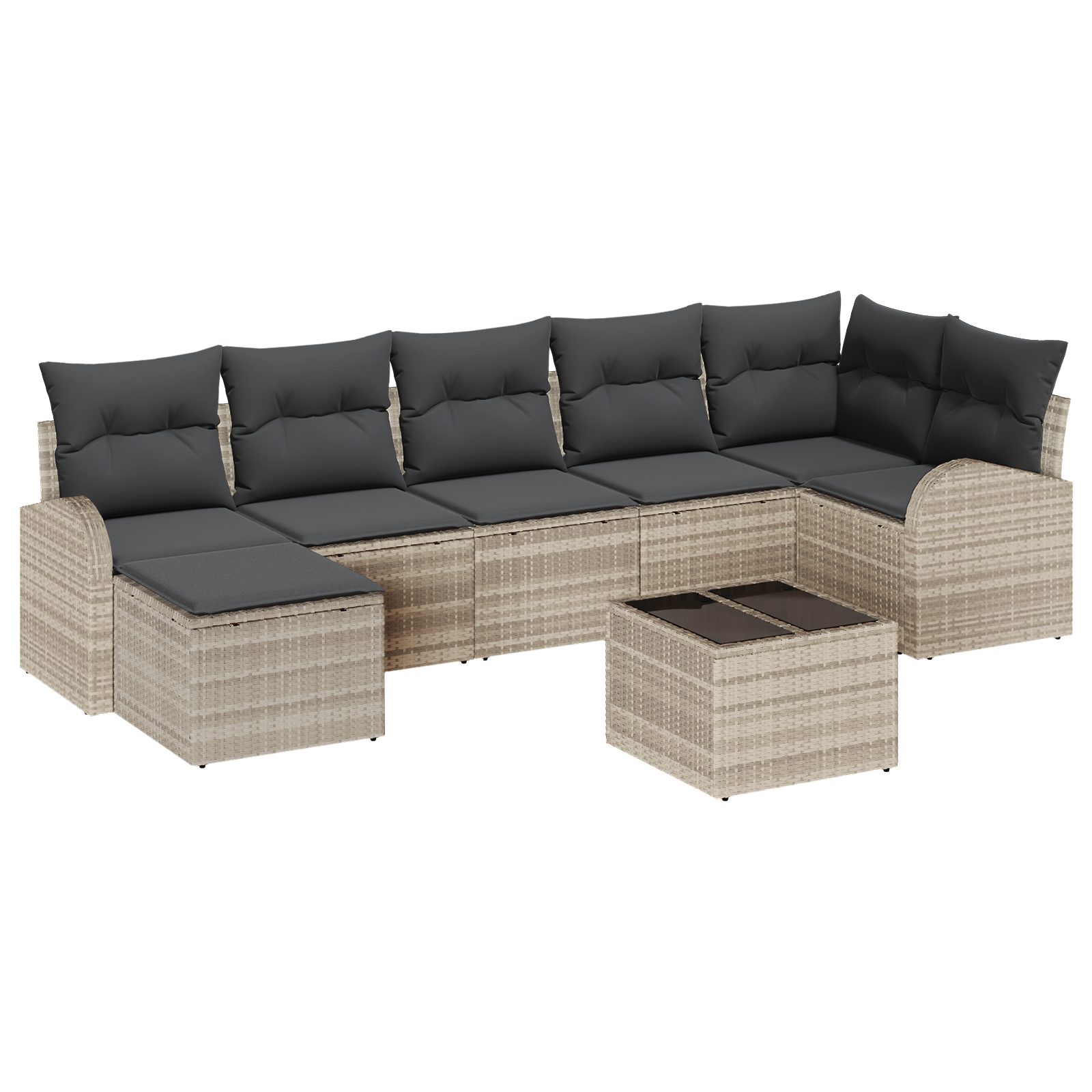 Set Divano da Giardino 8 Pezzi con Cuscini Grigio Polyrattan