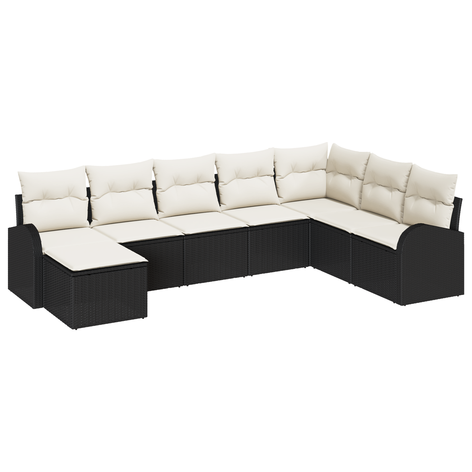 Set di divani da giardino in 8 pezzi con cuscini Black Poly Rattan