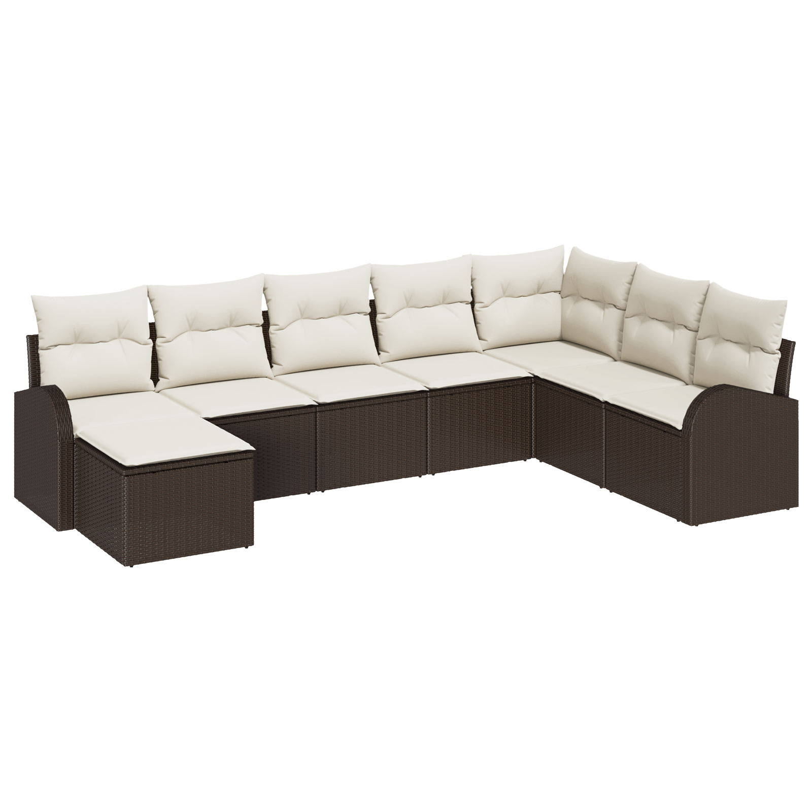 Set di Divani da Giardino 8 Pezzi con Cuscini Marrone Polyrattan