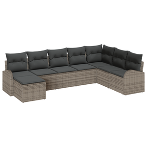 Set di divano 8 pezzi con cuscini Grigio Polirattan