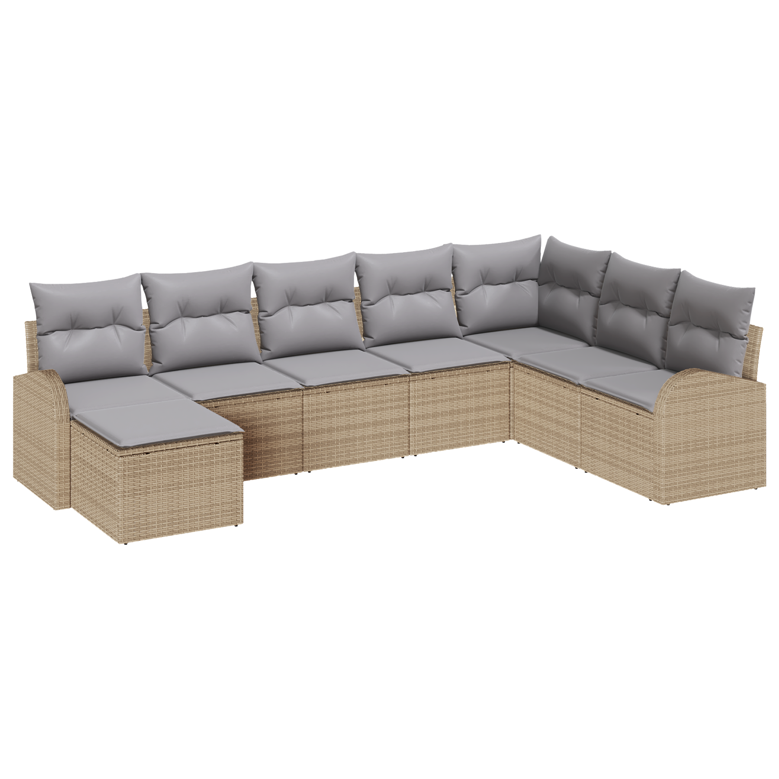 Set di divano da giardino 8 pezzi con cuscini beige in rattan sintetico
