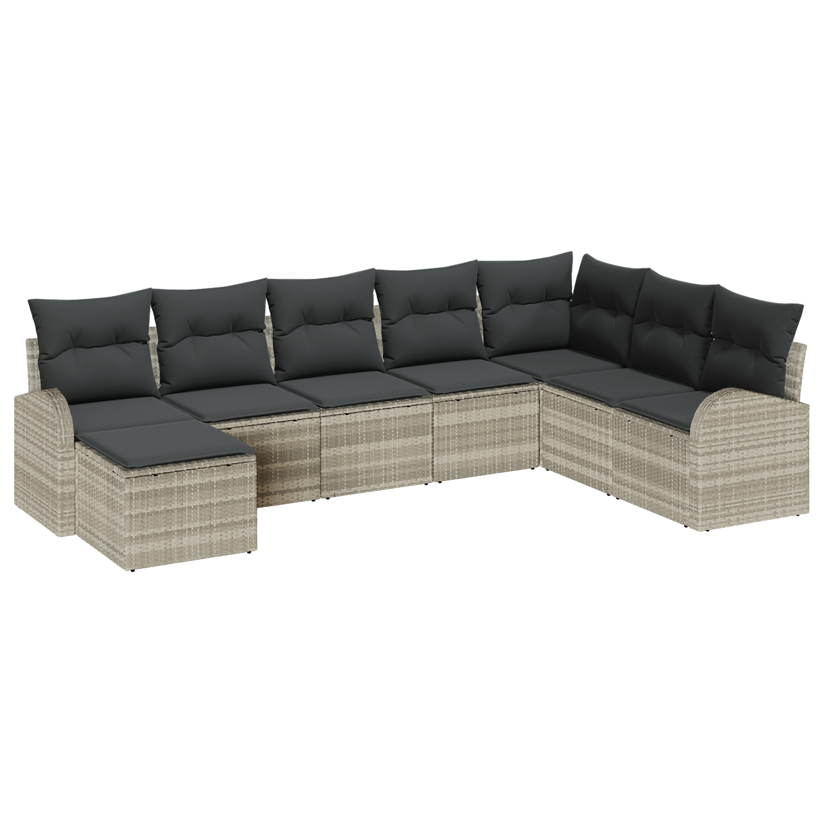 Set Divano Giardino 8 Pezzi con Cuscini Rattan Sintetico Grigio Chiaro