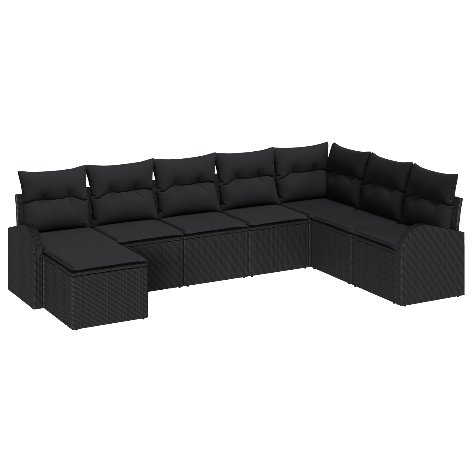 Set di Divani da Giardino 8 Pezzi con Cuscini Nero Polyrattan