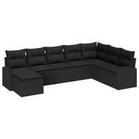 Set di Divani da Giardino 8 Pezzi con Cuscini Nero Polyrattan