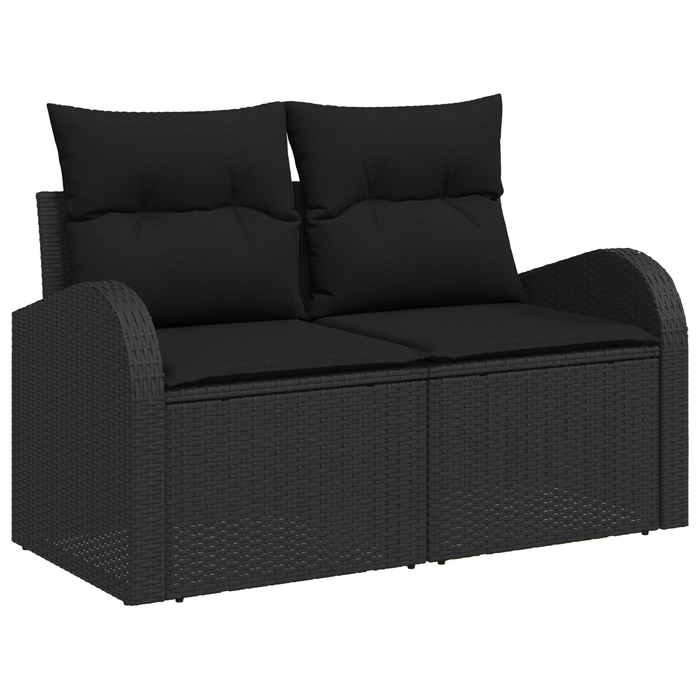 Set di Divani da Giardino 8 Pezzi con Cuscini Nero Polyrattan