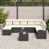 Set di divani da giardino a 8 pezzi con cuscini in polyrattan marrone