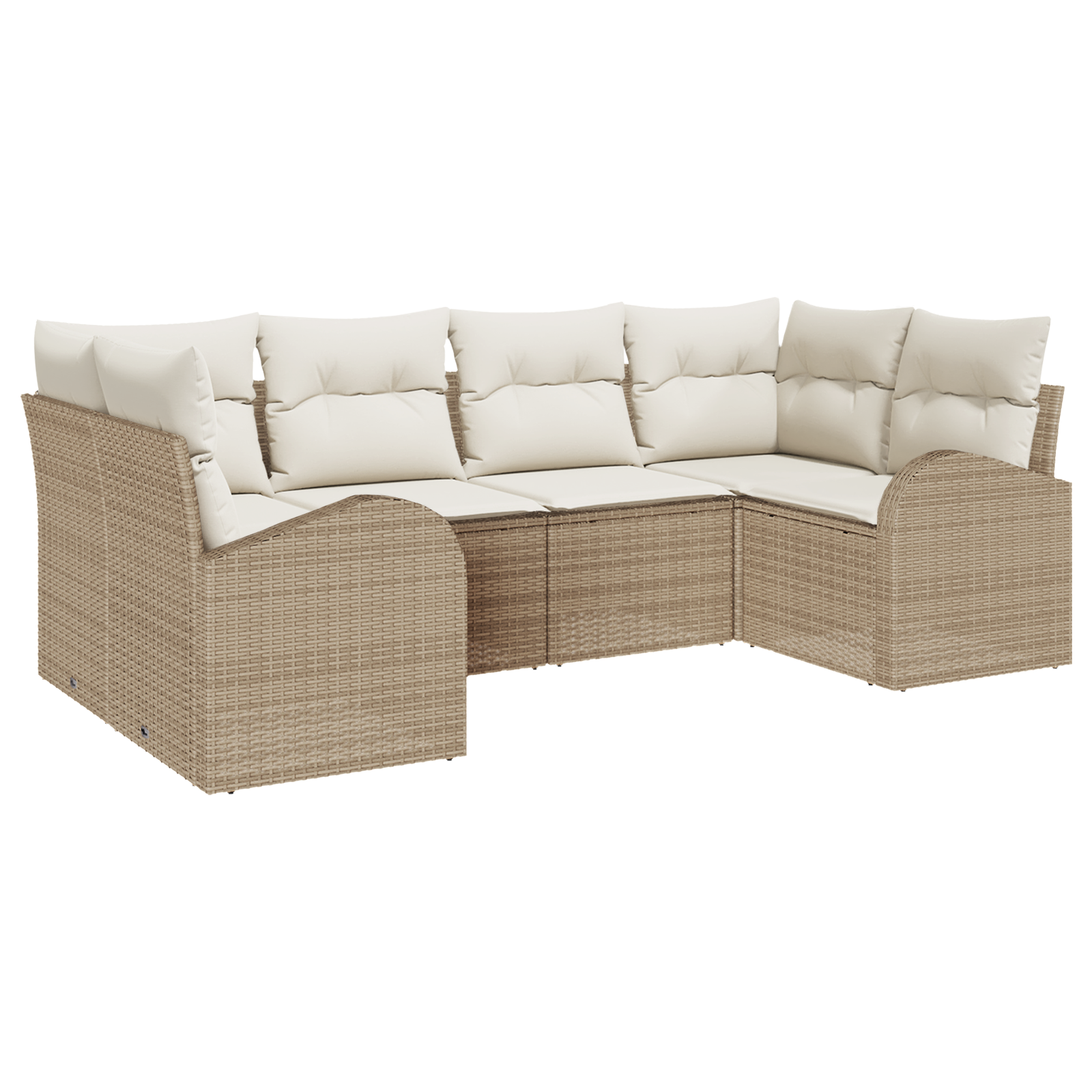 Set di Divani da Giardino 6 pezzi con Cuscini Beige Polyrattan