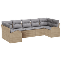 Set di divani da giardino 7 pezzi con cuscini Beige in polirattan