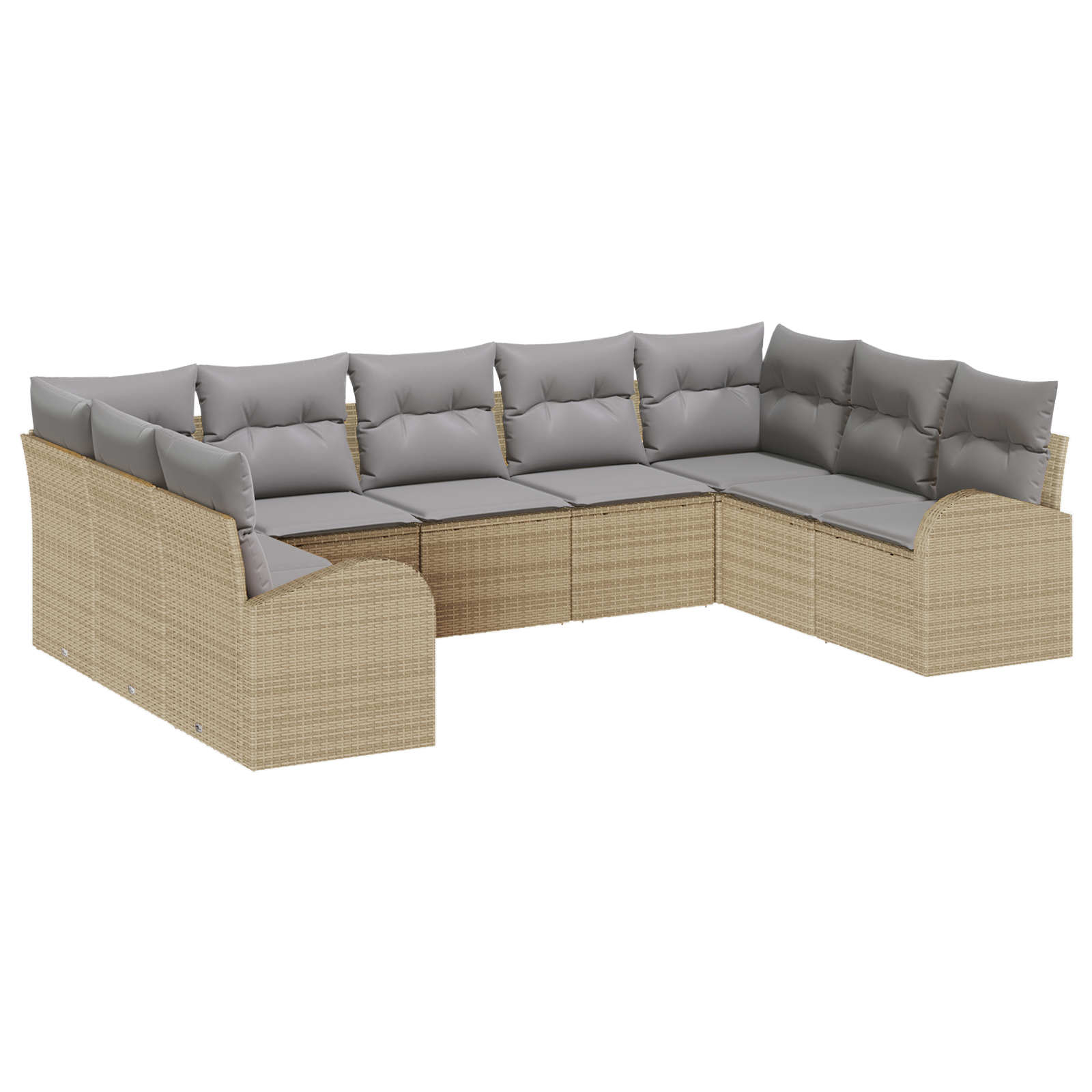 Set divano da giardino 9 pezzi con cuscini beige in polyrattan