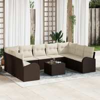 Set di 9 pezzi di divani da giardino con cuscini grigi in polyrattan