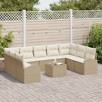 Set divano da giardino 10 pezzi con cuscini marrone polyrattan