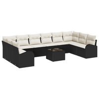 Set divani giardino 10 pezzi con cuscini in polyrattan marrone