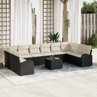 Set divani giardino 10 pezzi con cuscini in polyrattan marrone