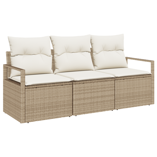 Set di divani da giardino  a 3 pezzi con cuscini Beige Polirattan