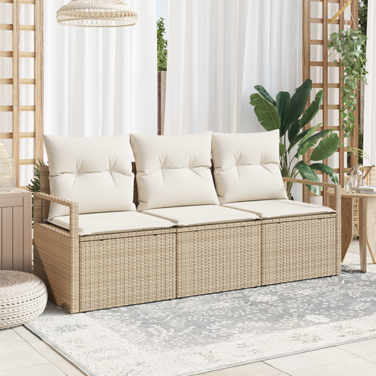 Set di divani da giardino  a 3 pezzi con cuscini Beige Polirattan