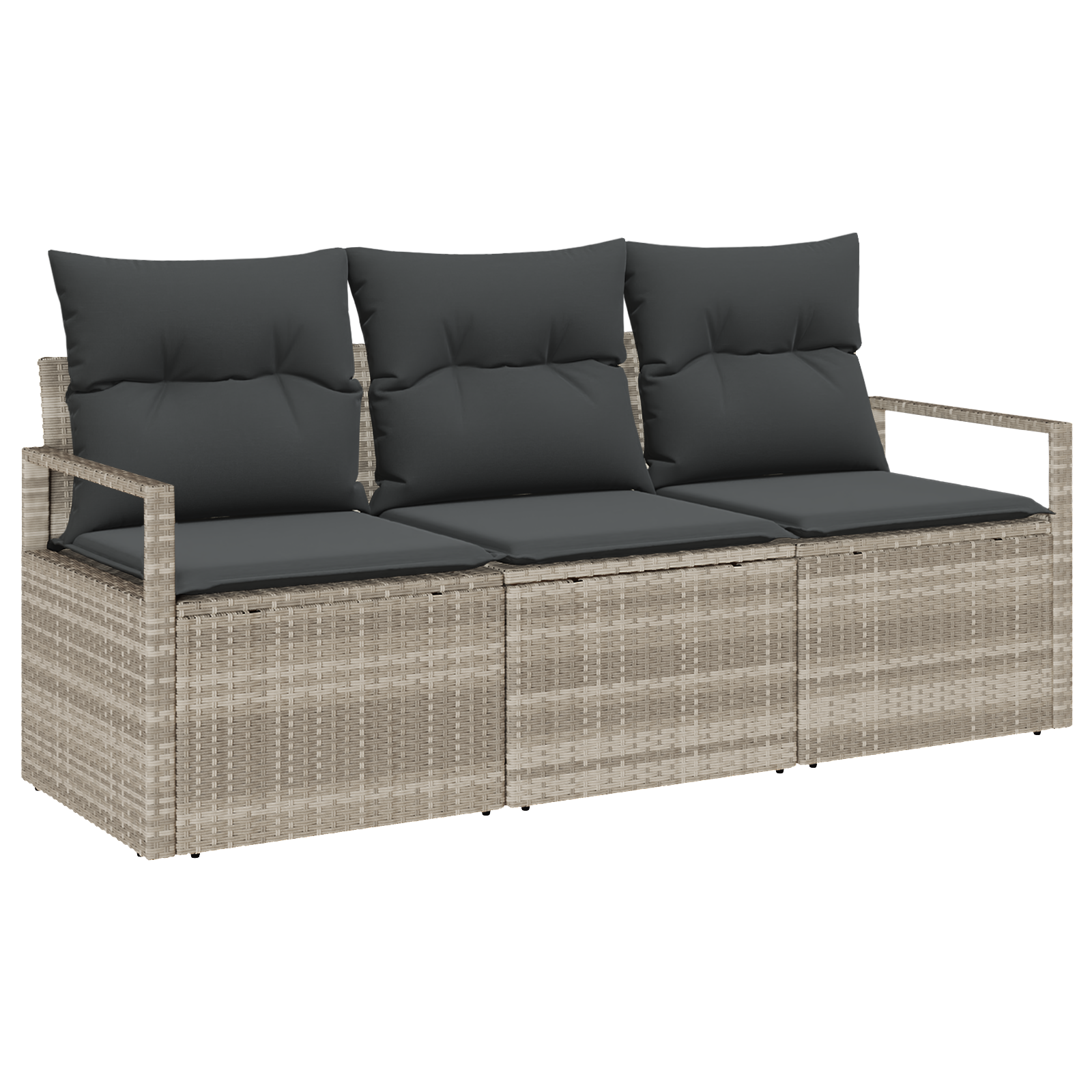 Set di divani da giardino  3 pezzi con cuscini Grigio chiaro Polyrattan
