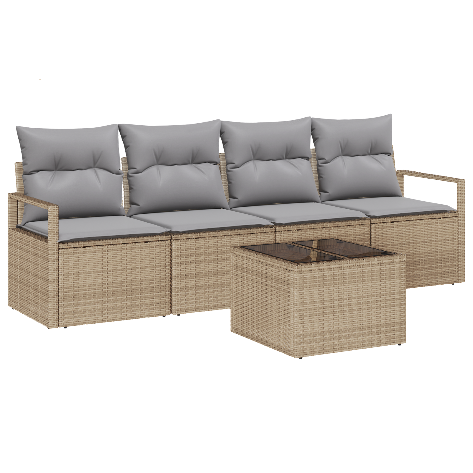 Set di divani da giardino a 5 pezzi con cuscini beige polyrattan