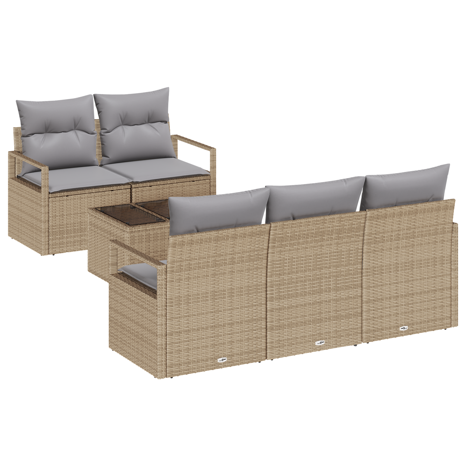 Set divano da giardino  6 pezzi con cuscini Beige Polirattan