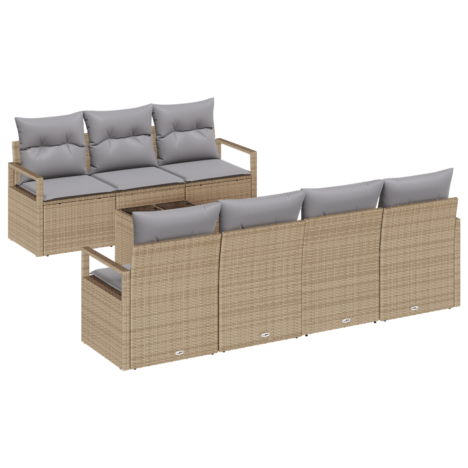 Set Divano da Giardino a 8 Pezzi con Cuscini Beige Polirattan