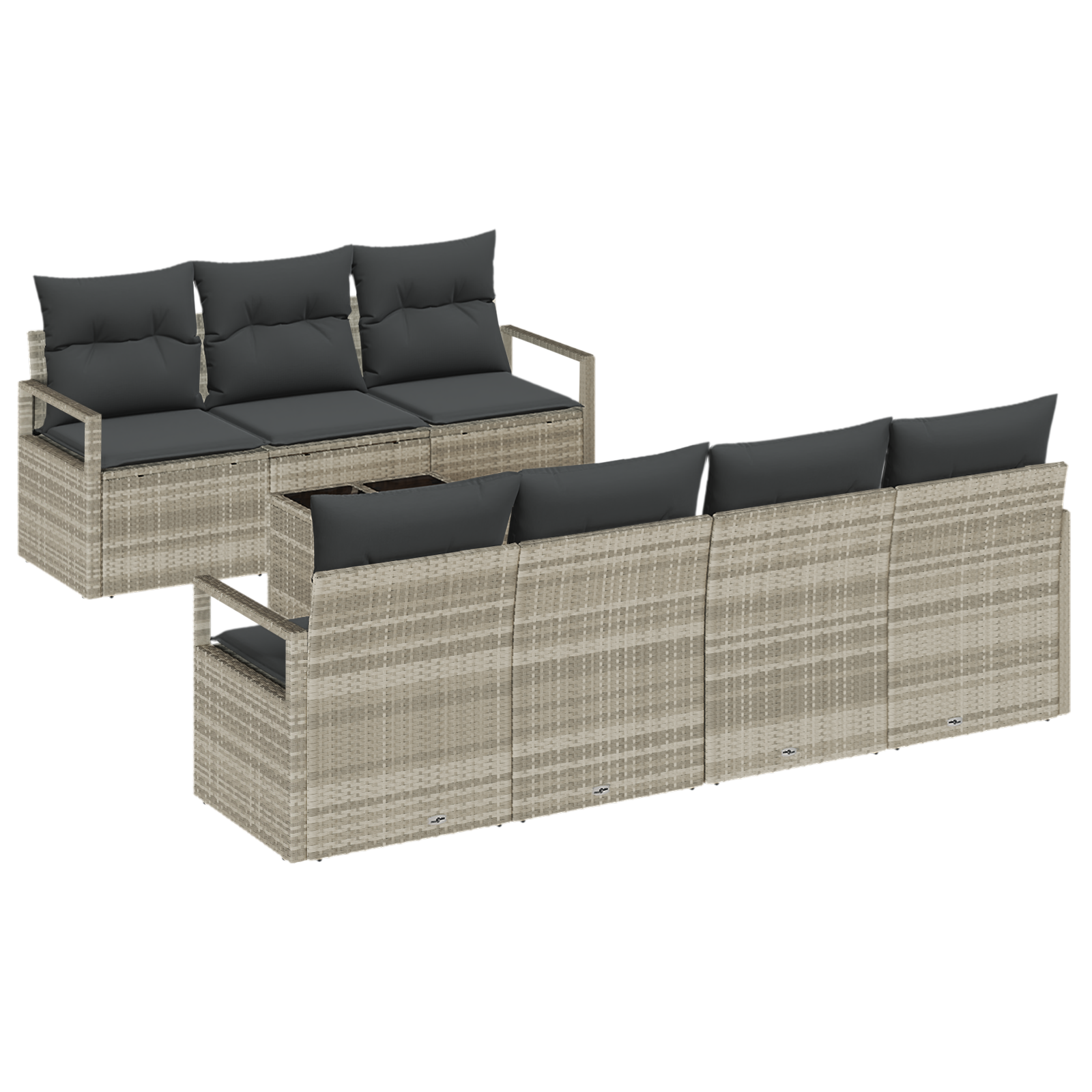 Set di Divani da Giardino Con Cuscini a 8 Pezzi Grigio Chiaro Polyrattan