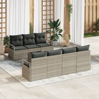 Set di Divani da Giardino Con Cuscini a 8 Pezzi Grigio Chiaro Polyrattan