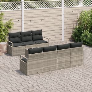 Set di Divani da Giardino Con Cuscini a 8 Pezzi Grigio Chiaro Polyrattan