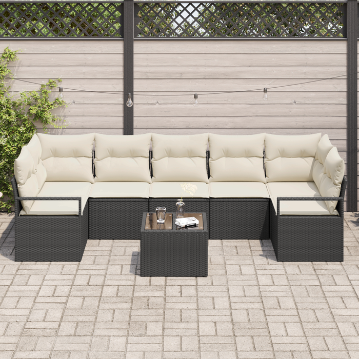 Set di divani da giardino vitaXL 8 pezzi con cuscini Rattan blu posata