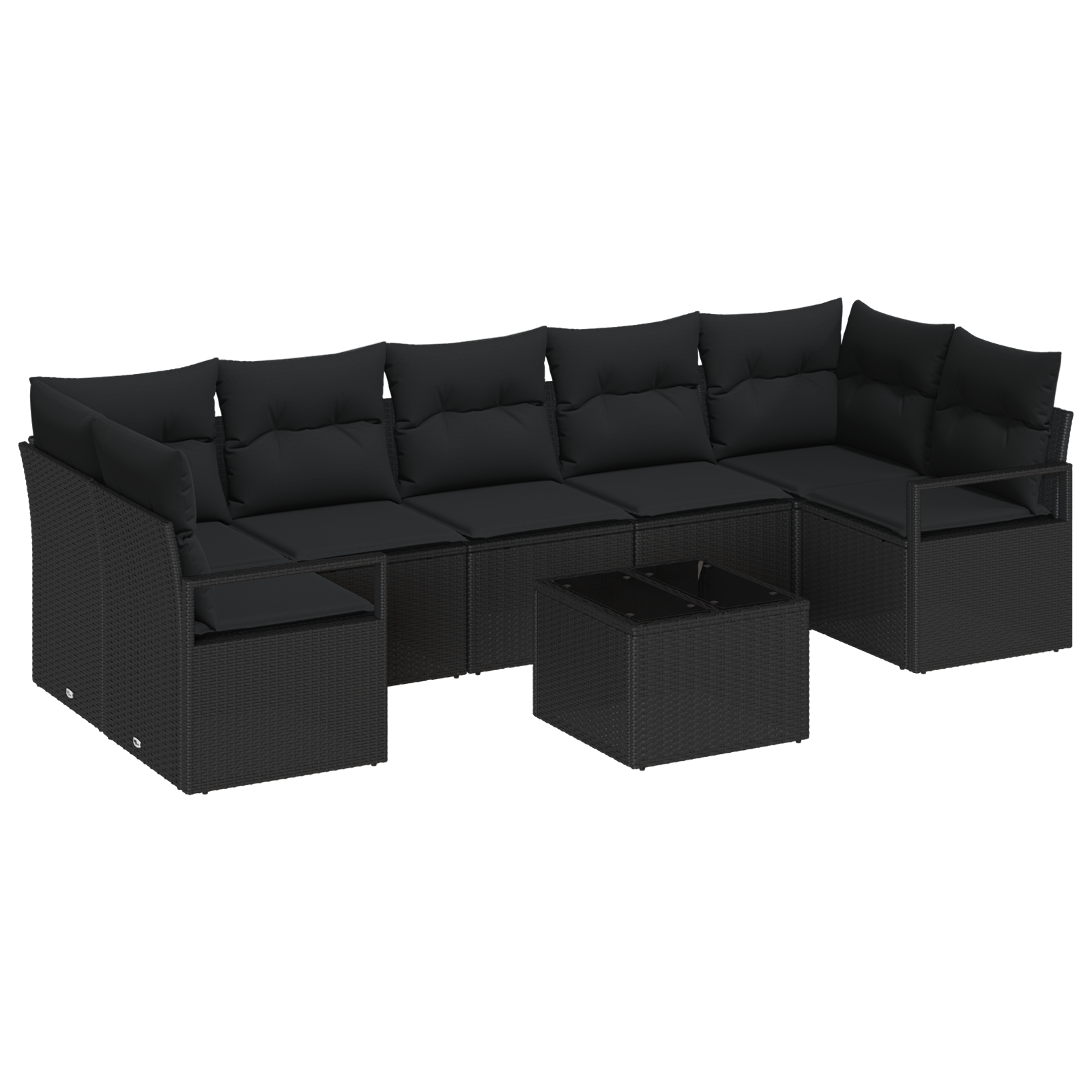 Set Divani da Giardino 8 Pezzi con Cuscini Nero Poly Rattan