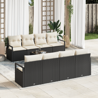 Set Divano da Giardino 9 Pezzi con Cuscini Nero Polyrattan
