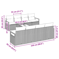 Set Divano da Giardino 9 Pezzi con Cuscini Grigio Chiaro Rattan Sintetico