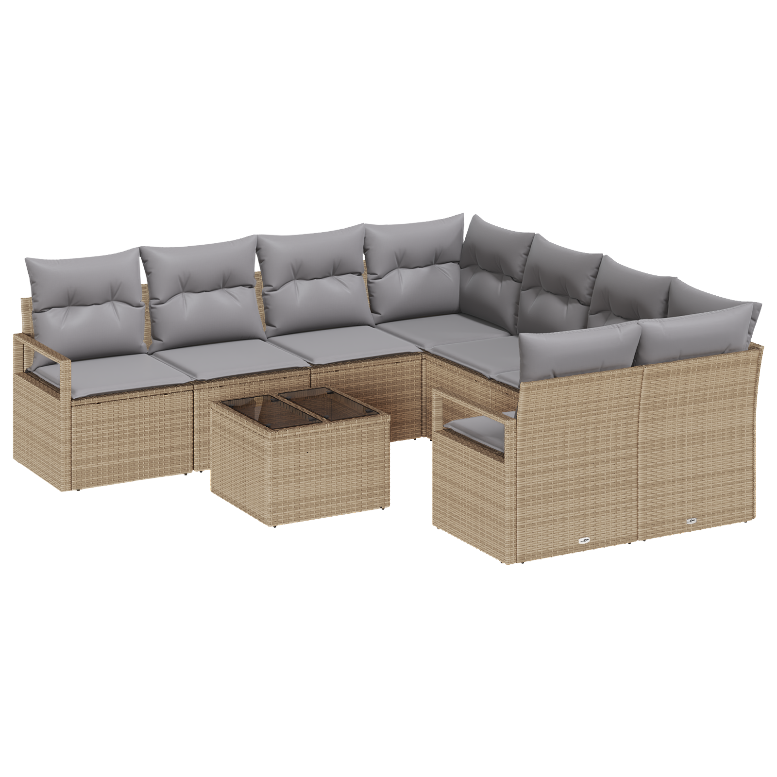 Set da giardino a 9 pezzi di  con cuscini Beige Rattan