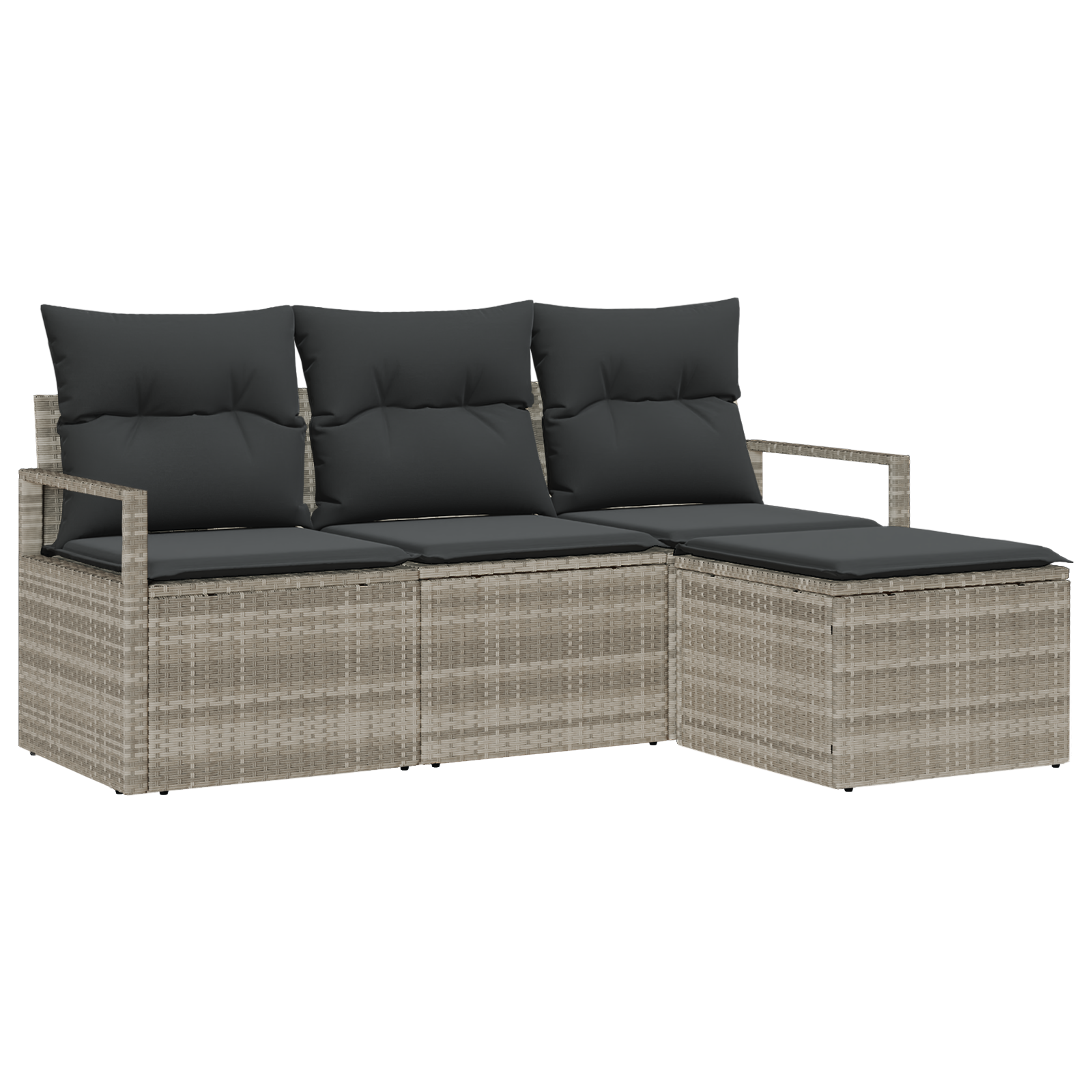 Set divani da giardino  4 pezzi con cuscini Grigio chiaro Polyrattan