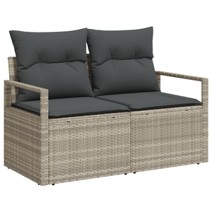 Set divani da giardino  4 pezzi con cuscini Grigio chiaro Polyrattan