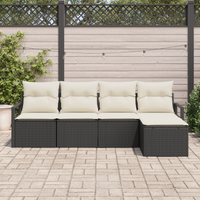 Set di Divani da Giardino  5 Pezzi con Cuscini Nero Polyrattan