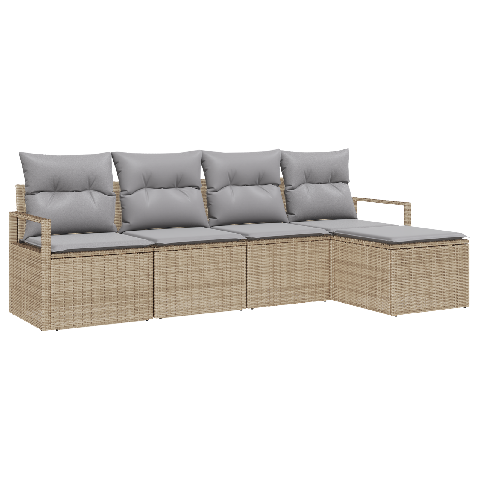 Set Divano Giardino da 5 Pezzi con Cuscini Beige Polyrattan