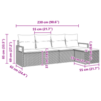 Set Divano Giardino da 5 Pezzi con Cuscini Beige Polyrattan