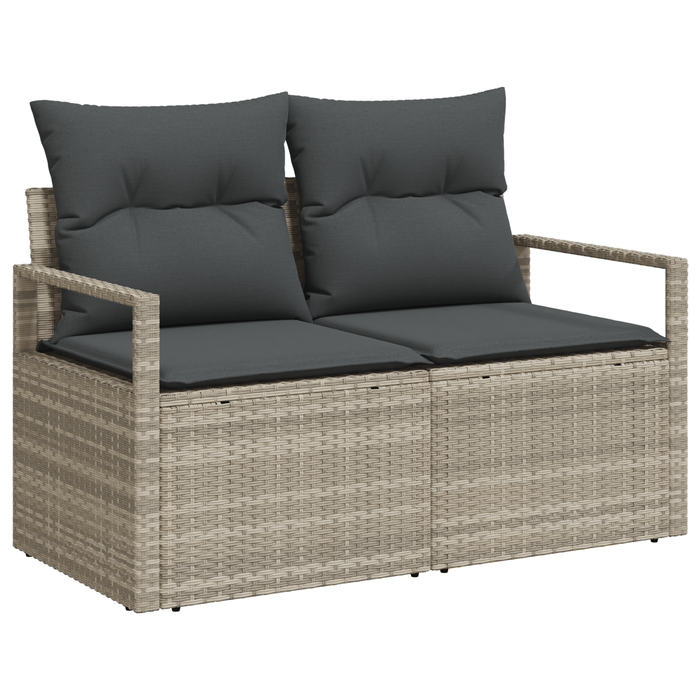 Set Divano da Giardino 5 Pezzi con Cuscini Grigio Chiaro Polyrattan