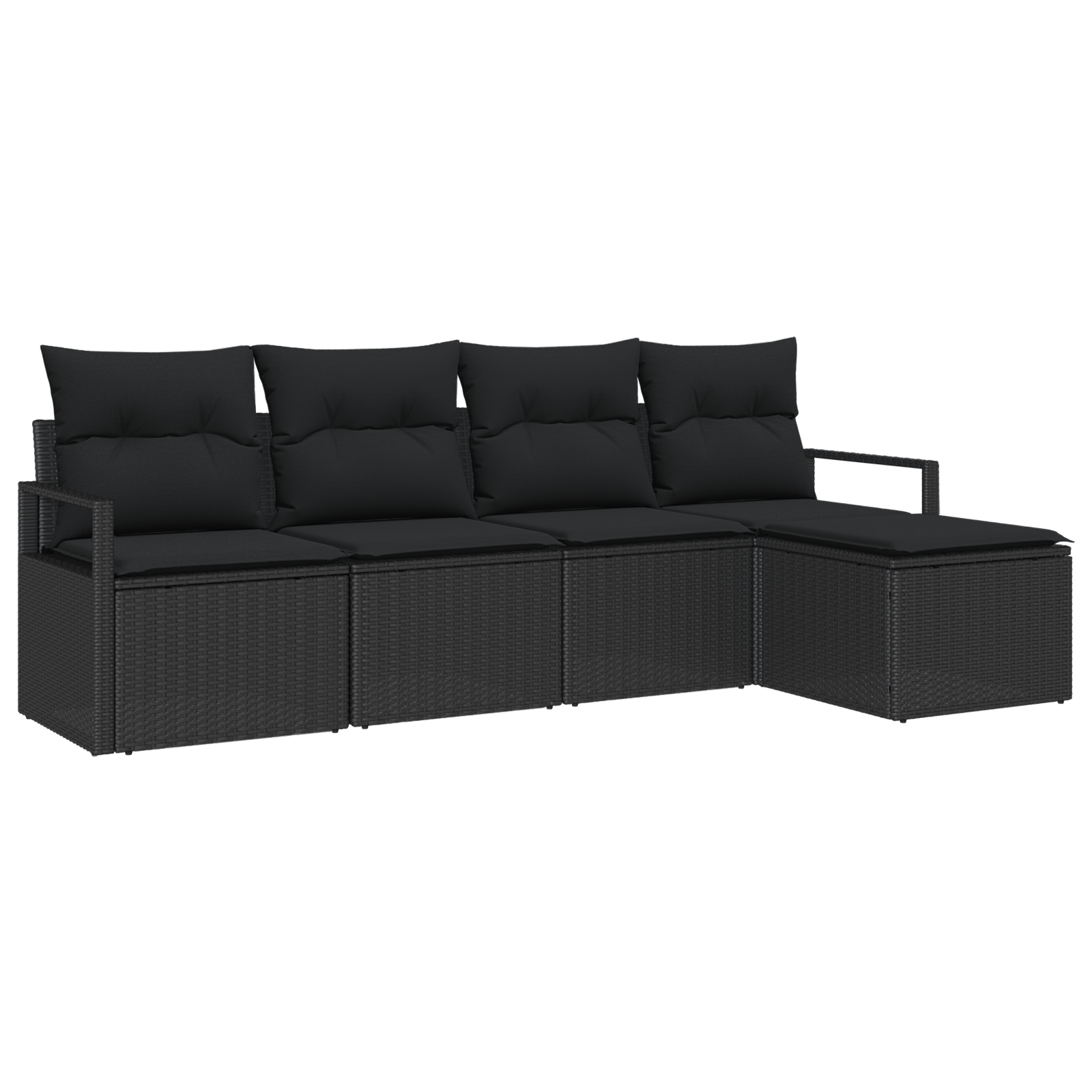 Set di divani da giardino a 5 pezzi con cuscini in rattan nero
